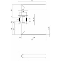Deurkruk Hoek 90° vierkant magneetrozet RVS