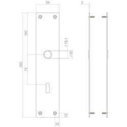 Schild renovatie rechthoekig 250 x 55mm x 2mm blind zwart