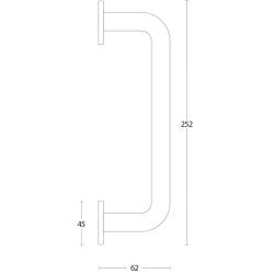 Deurgreep op rond rozet 252 mm rvs