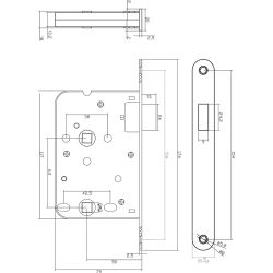 Intersteel magneet badkamer/toiletslot 63/8mm met zwarte voorplaat