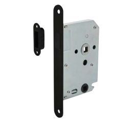 Intersteel magneet badkamer/toiletslot 63/8mm met zwarte voorplaat