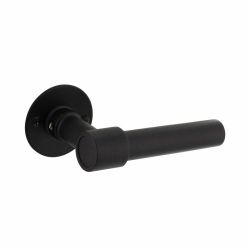 Deurkruk L/L-model recht, ronde platte rozet 50x2 mm RVS/mat zwart