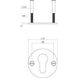 Rozet rond plat 50 mm profielcilindergat RVS/mat zwart