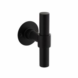 Gatdeel deurkruk T-model recht, ronde platte rozet 50x2 mm RVS/mat zwart