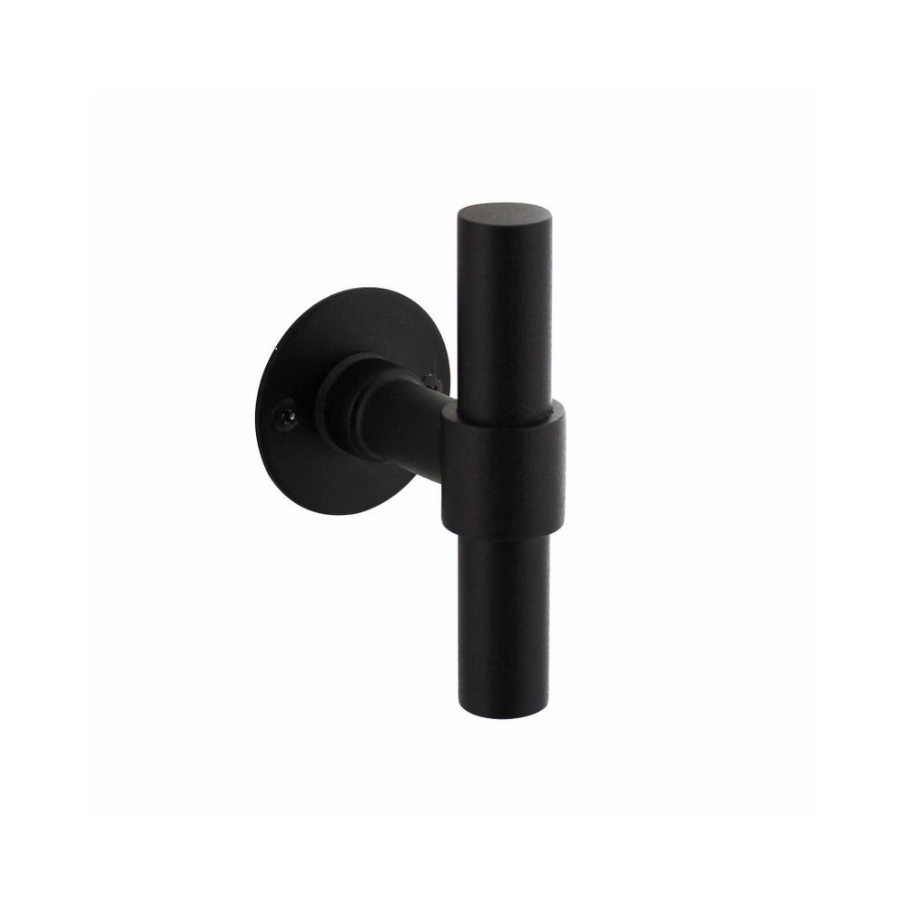 Gatdeel deurkruk T-model recht, ronde platte rozet 50x2 mm RVS/mat zwart