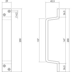 Handgreep 200mm - mat zwart