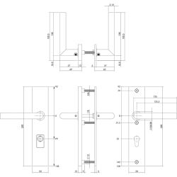 SKG3 veiligheidsbeslag rechthoekig kruk/kruk profielcilindergat 55mm met kerntrek beveiliging RVS/mat zwart