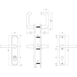 Veiligheidsbeslag aluminium SKG3 kruk/kruk profielcilinder 55 mm met kerntrekbeveiliging