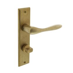 Deurkruk Banaan met schild met sluting messing getrommeld