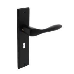 Deurkruk Banaan met schild sleutelgat 56 mm mat zwart