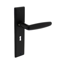 Deurkruk Sophie met schild sleutelgat 56 mm mat zwart