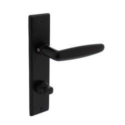 Deurkruk Sophie met schild met sluiting mat zwart