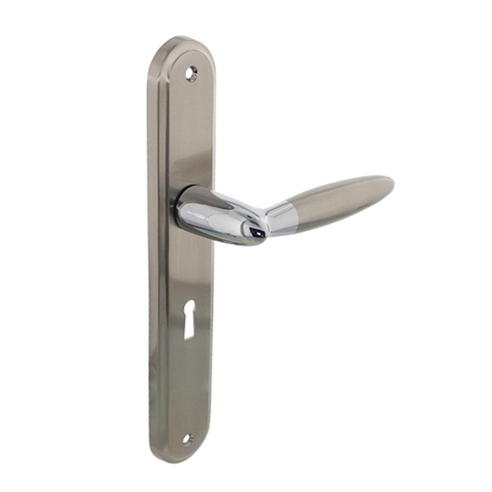 Deurkruk 1682 Elen op langschild sleutelgat 56mm chroom/nikkel mat 