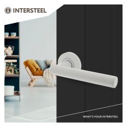 Deurkruk Bastian op rond rozet ø52x10mm wit