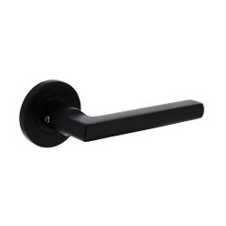 Deurkruk Hoek 90°-vlak rond rozet aluminium/zwart