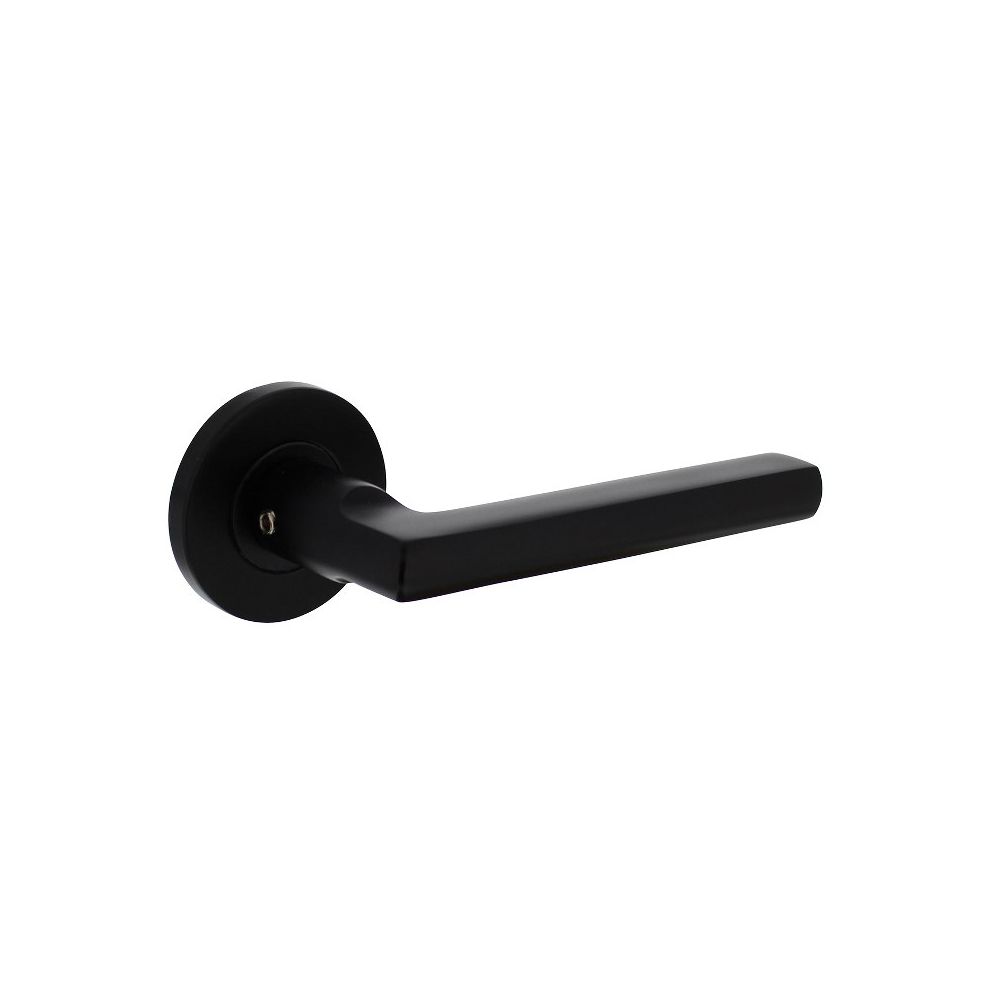 Deurkruk Hoek 90°-vlak rond rozet aluminium/zwart