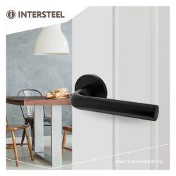 Deurkruk Recht rond rozet aluminium/zwart