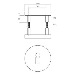 Rozet met sleutelgat aluminium/zwart