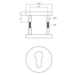 Rozet profielcilindergat aluminium/mat zwart