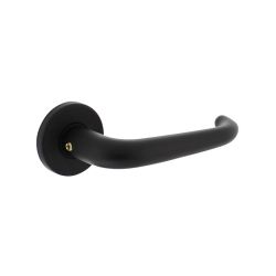 Deurkruk Cue rond rozet met nokken aluminium/zwart