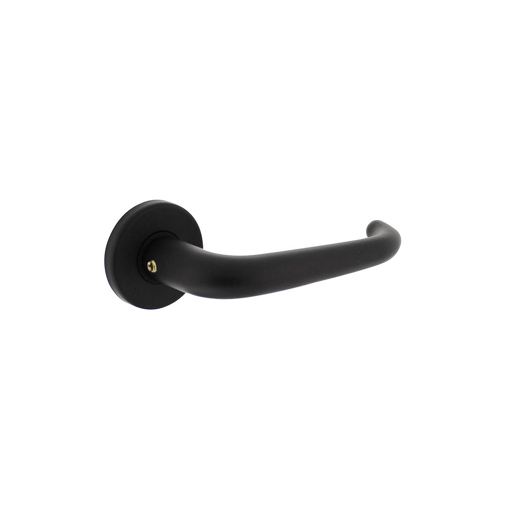 Deurkruk Cue rond rozet met nokken aluminium/zwart