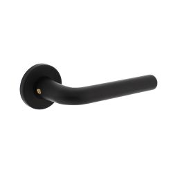Deurkruk Derby rond rozet met nokken aluminium/zwart