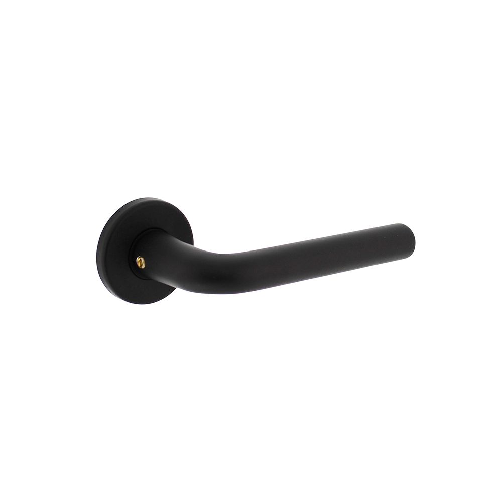 Deurkruk Derby rond rozet met nokken aluminium/zwart