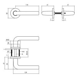 Deurkruk Derby rond rozet met nokken aluminium/zwart