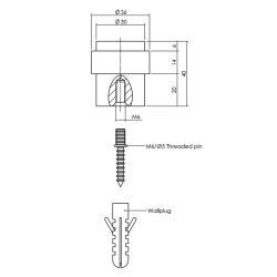 Deurstop vloermontage 30mm mat zwart