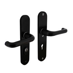 Veiligheidsbeslag aluminium/zwart SKG3 kruk/kruk profielcilinder 72 mm met kerntrekbeveiliging