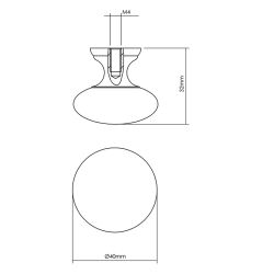 Meubelknop paddenstoel Ø40mm mat zwart