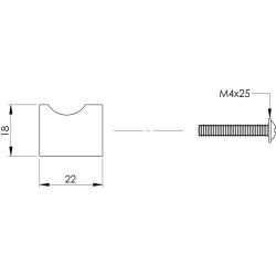 Knop vingergrip ø18mm RVS/mat zwart