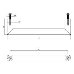 Meubelgreep hoek 90° ø13x109mm boormaat 96mm RVS/mat zwart