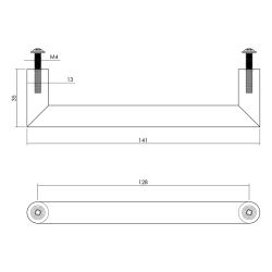 Meubelgreep hoek 90° ø13x141mm boormaat 128mm RVS/mat zwart