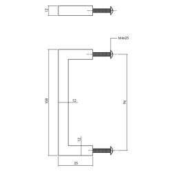 Meubelgreep vierkant  108 mm - boormaat 96 mm RVS/mat zwart