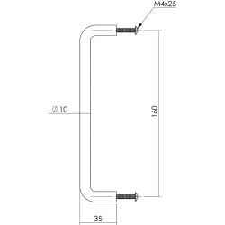 Draadgreep ø10mm/160mm RVS