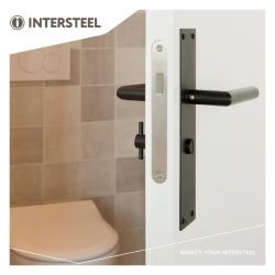 Deurkruk Jura recht hoek 90° op schild WC63/8 zwart
