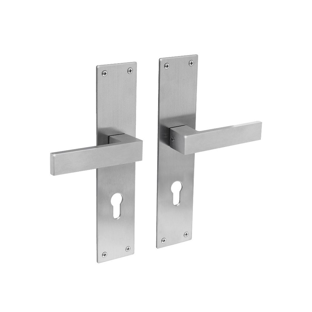 Deurkruk Amsterdam op schild profielcilindergat 72mm RVS