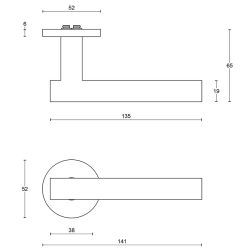 Formani BASIC LBVII-19 gatdeel rechts op ronde rozet mat zwart EN1906