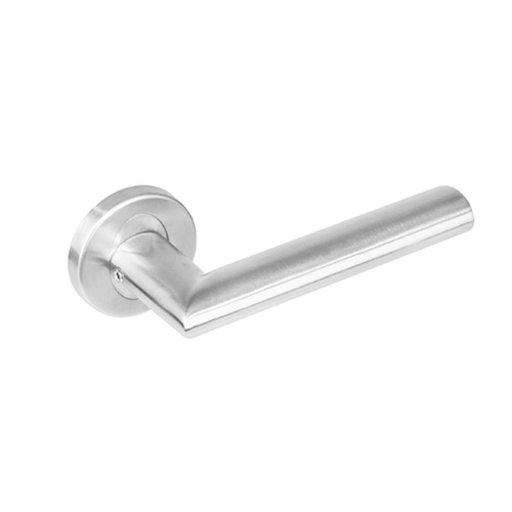 Deurkruk 1283 Girona op rond rozet staal met 7mm nok RVS 