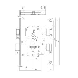 Intersteel klavier dag en nachtslot met zwarte voorplaat 20X175 mm