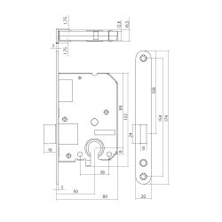 Intersteel cilinder kastslot 55mm met zwarte voorplaat 20X175 mm