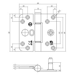 Glijlagerscharnier SKG3 89x89x3mm DIN rechts - zwart