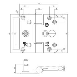Glijlagerscharnier SKG3 89x89x3mm DIN links - zwart