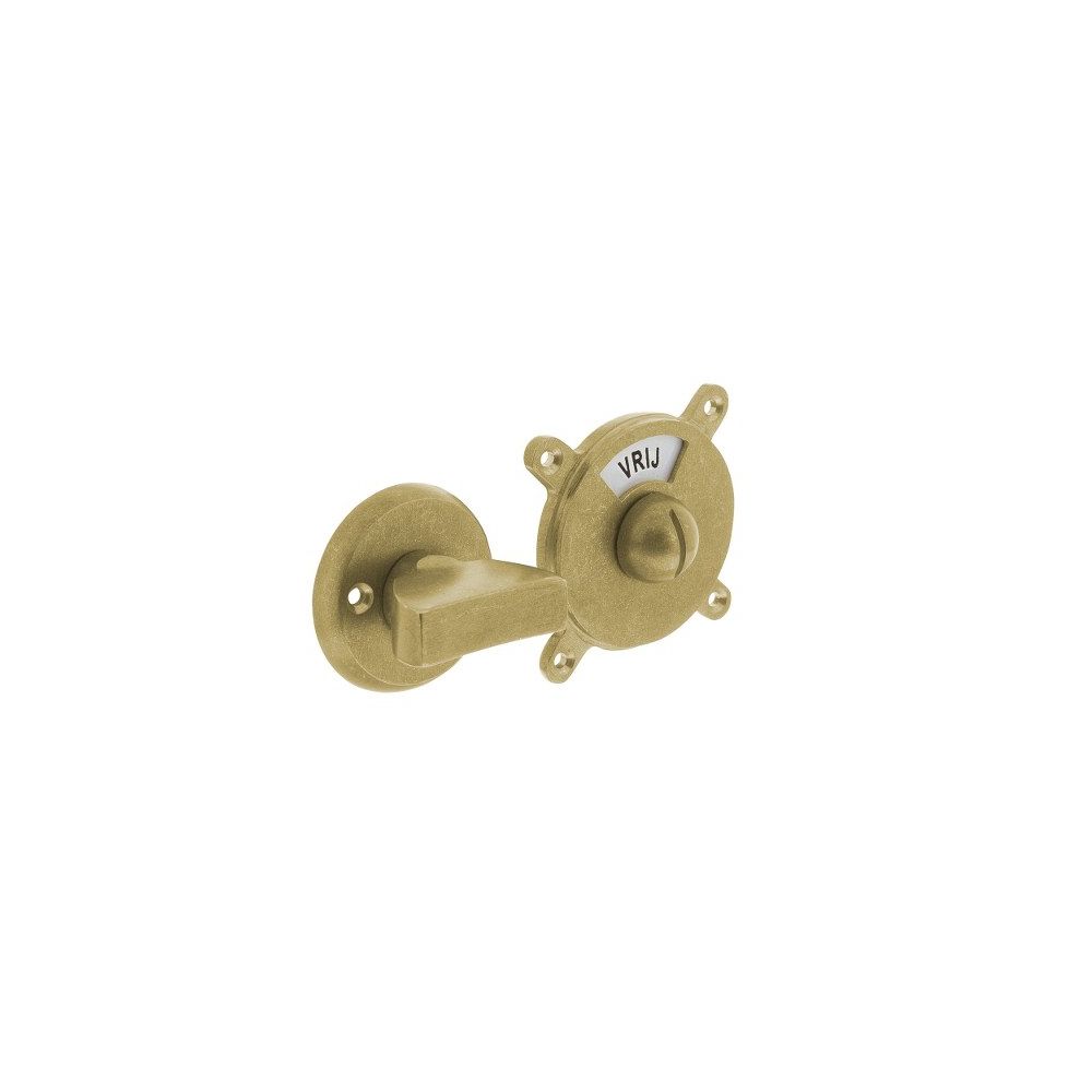 Toilet-/badkamersluiting Degeorge vrij/bezet met 8 mm stift - messing getrommeld