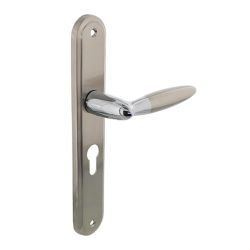 Deurkruk 1682 Elen op langschild profielcilinder 55mm chroom/nikkel mat