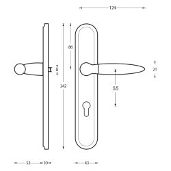 Deurkruk 1682 Elen op langschild profielcilinder 55mm chroom/nikkel mat