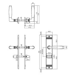 Deurkruk Ton Basic op schild WC63/8mm - nikkel/ebbenhout