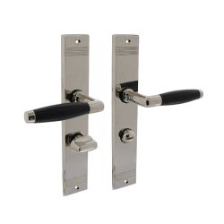 Deurkruk Ton Basic op schild WC63/8mm - nikkel/ebbenhout
