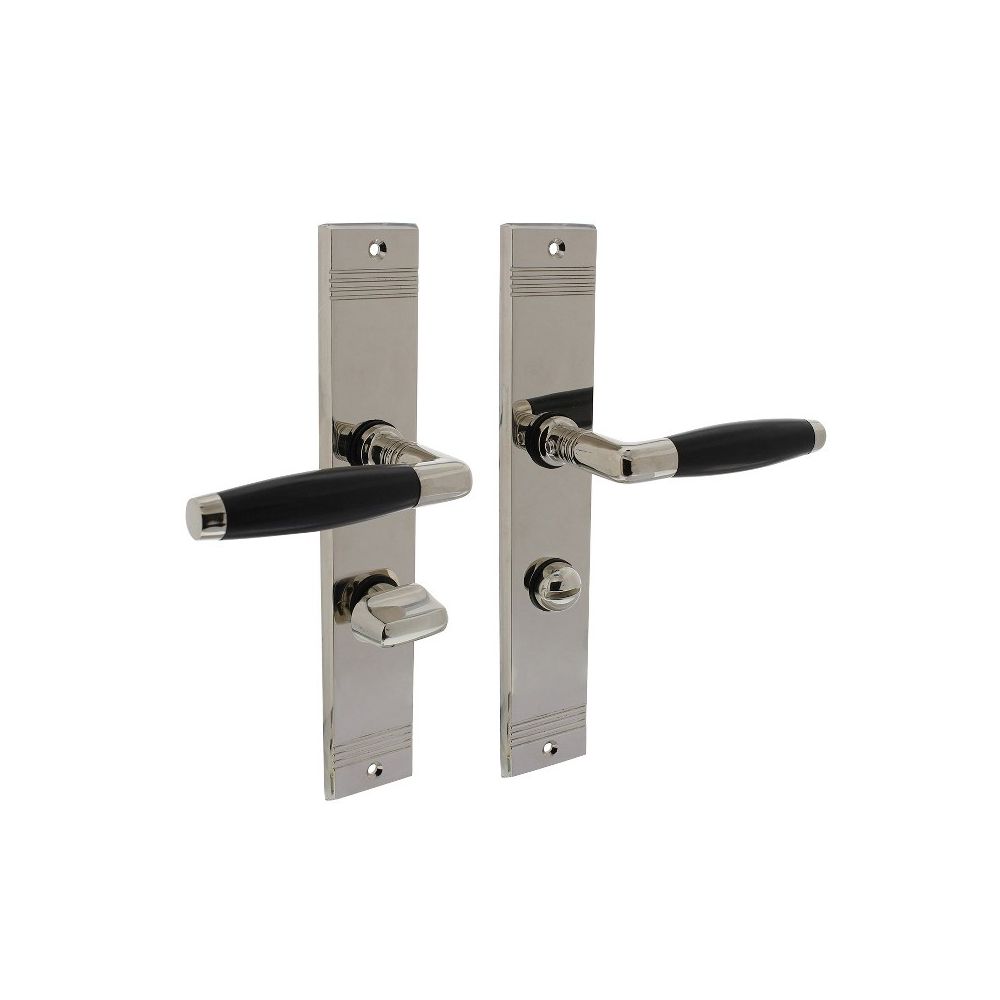 Deurkruk Ton Basic op schild WC63/8mm - nikkel/ebbenhout